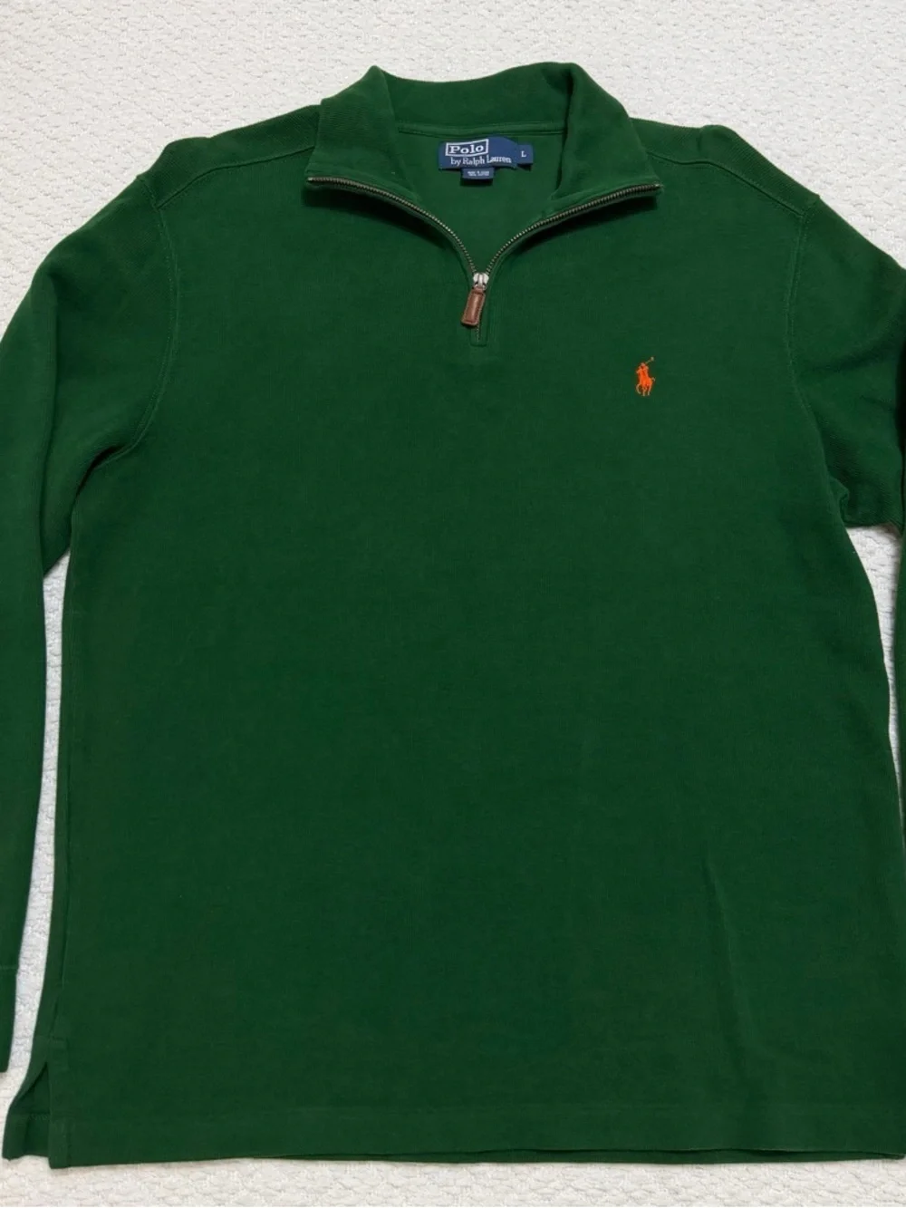 Polo Ralph Lauren Quarter Zip Pullover Green Cotton Men’s Size Large